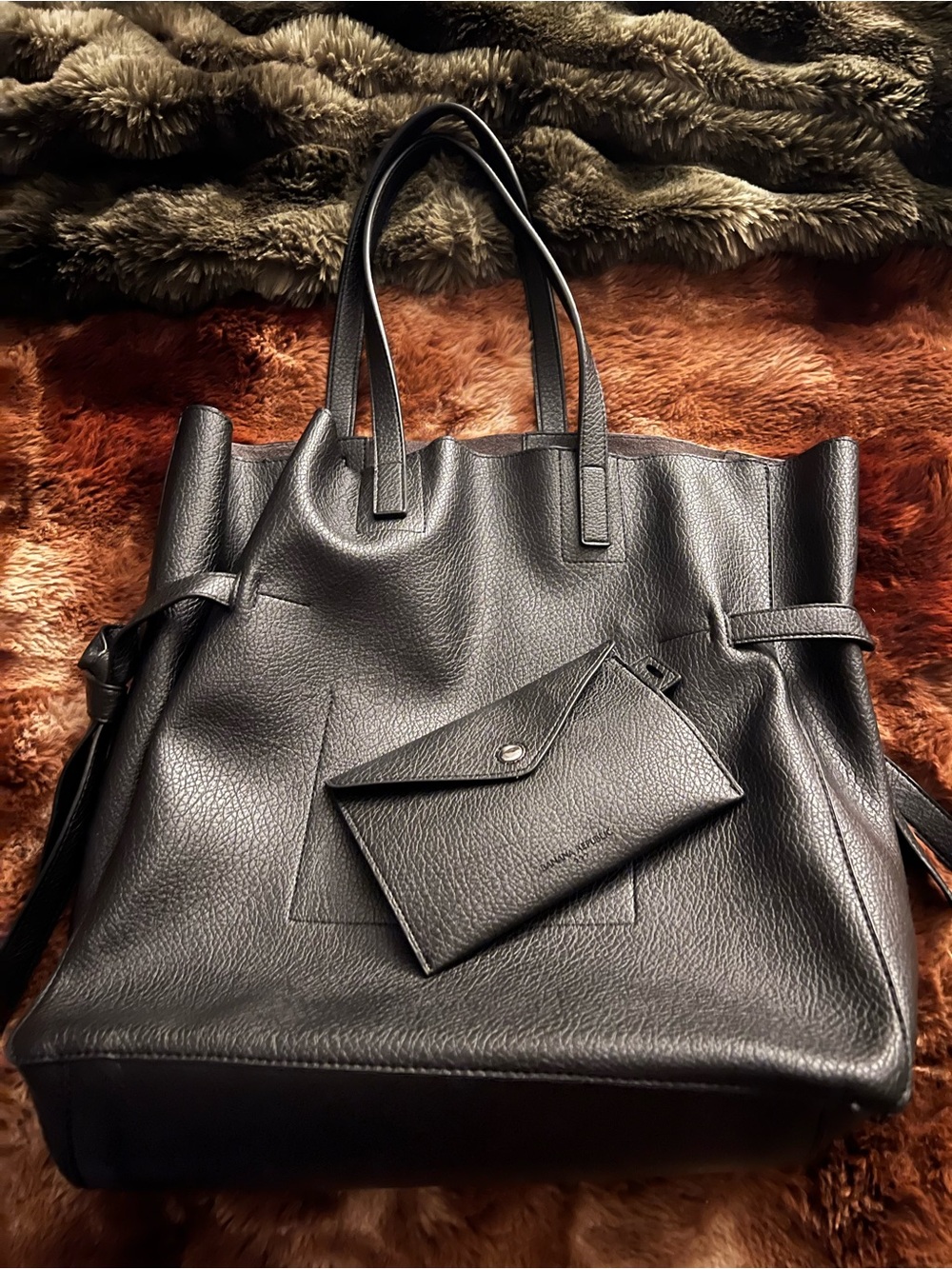 Banana Republic Vegan Leather Tie-Side Tote Black